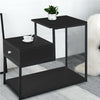 L Shaped Black Side Table Nightstand Sofa End Table w/ Drawer Storage forBedroom