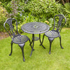 Black Bistro Set Outdoor Patio Garden Furniture Table and 2 Chairs Metal Frame