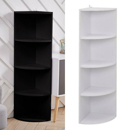 White Black 4 Tier Tall Corner Shelf/Shelving Unit Display Stand Home Office DIY