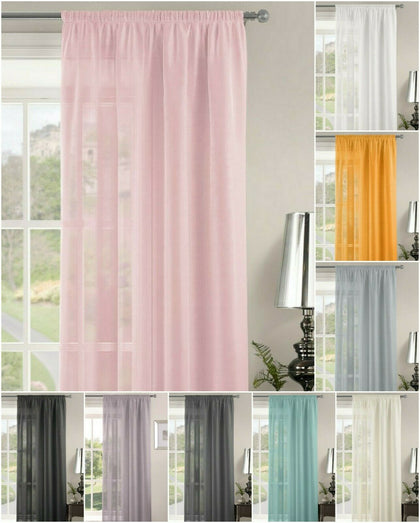 Voile Plain Net Curtain Sheer Slot Top Rod Pocket Window Drape Single Panel