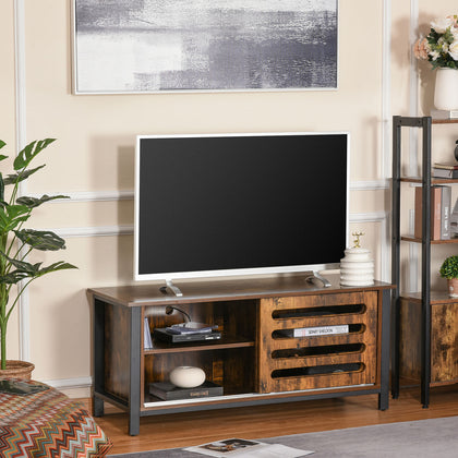 HOMCOM Industrial TV Stand Media Console Table Entertainment Center Sliding Door
