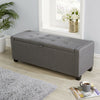 Verona Upholstered Ottoman Bench Trunk Box Grey Hopsack Fabric Storage Lift Up