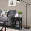 Black Bedside Table Cabinet with Drawer Shelf, Wooden End Table Storage Cabinet