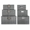 Grey Set of 3 Resin Wicker Woven Storage Baskets Hamper Box With Lid Lock