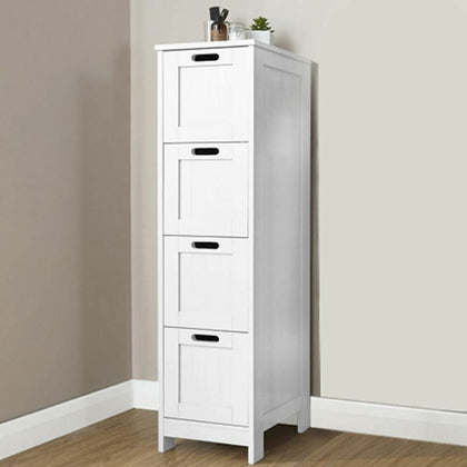 COLONIAL RANGE BATHROOM 4 DRAWER SLIM CHEST CABINET CUPBOARD STORAGE UNIT WHITE