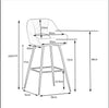2X Bar Stools Fabric Breakfast Chairs Padded Seat Metal Leg Black Dining Kitchen