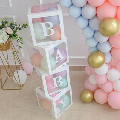 4PCS Boy Girl Baby Shower Love Party Decorations Transparent Cardboard Box Gift