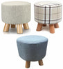 Shabby Chic Small Ottoman Round Pouffe Wooden Footstool Stool/Wooden Leg Padded