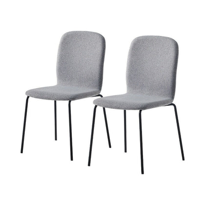 2 pcs Grey Fabirc Dining Chairs Kitchen Dining Room Chairs Modern Metal Legs