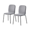 2 pcs Grey Fabirc Dining Chairs Kitchen Dining Room Chairs Modern Metal Legs
