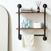 Floating Wall Shelf Industrial Pipe Bathroom Double Rustic Shelf with Towel Rail