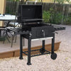 Charcoal Grill BBQ Trolley Wheels Garden Patio Barbecue Smoker Shelf Side Steel