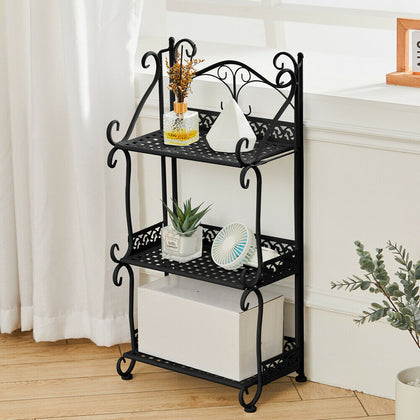 3 Tier Tall Black Metal Plant Stand Rack Bookshelf Storage Unit Shelf Bookcase