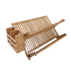 Bamboo Dish Rack Folding 2-Tier Drainer Dish Drying Rack WITH Utensils Holder