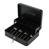 12"Petty Cash Box Black Metal Security Money Safe 2Tiers Holder 2 Keys Lockable
