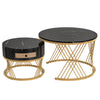 Modern Coffee Table Nesting Set of 2 Side Table Golden Frame Marble Effects HT