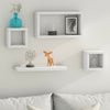 Set Of 4 Wooden Floating Cube Shelves Wall Hanging Storage Display Deco Shelving