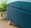 OTTOMAN STORAGE UNIT BLANKET BOX HOPSACK FABRIC BENCH STOOL TEAL