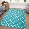 Modern Teal Rug | Cheap Rugs For Living Room | Soft Non Shedding Bedroom Carpet