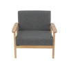 Single Cafe Seat Chair Linen Fabric Wood Accent Armchair Seat Sofa Bedroom Chair