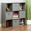 Grey 9 Cube Modular Shelving Display Unit 4 x Grey Fabric Storage Box