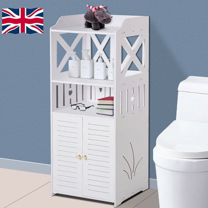 Bathroom Wooden Shelf Cabinet Cupboard White Bedroom Storage Unit Free Standing