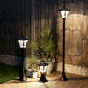 2.1m Solar Power Outdoor Black Security LED Lamp Post | Garden Path Driveway