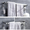 60cm Towel Rail Rack Holder Wall Mounted Bathroom Double Rod Kitchen Shelf Hooks