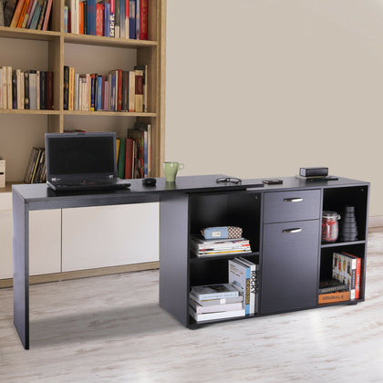 HOMCOM Dual-use Adjustable Large L-Shaped Computer Desk Laptop Workstation