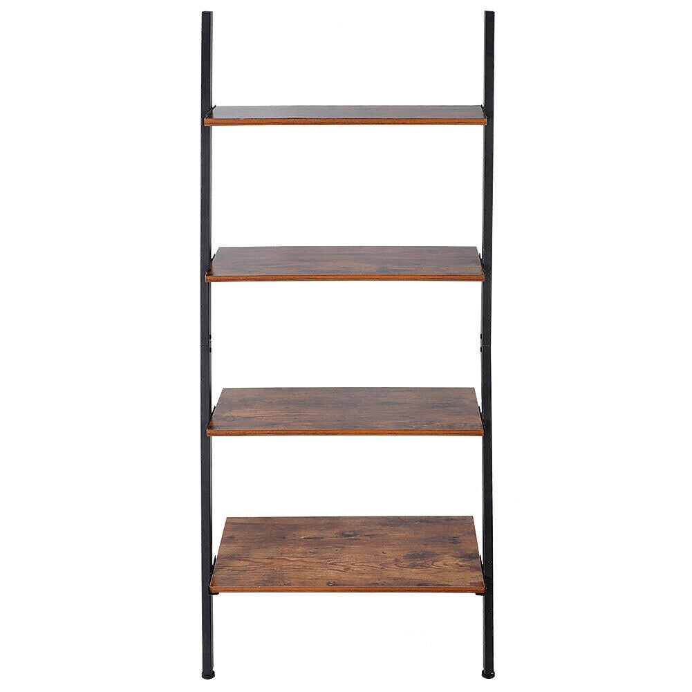 Industrial Ladder Shelving Unit 4 Tier Display Stand Bookshelf Wall St