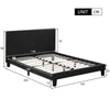 Wooden Double Bed Frame PU Leather Bed Platform with Headboard Upholstered Black