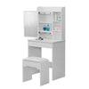 White Dressing Table Slide Mirror Makeup Desk Vanity Set with Mirror Stool Home
