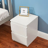 2 Drawer Wooden Bedside Table Matt White Frame Bedroom Storage Nightstand UK