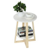 Modern Round Wooden Coffee Table Side End Table Tea Sofa Table Living Room 2Tier