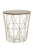 COFFEE SIDE TABLE METAL WIRE REMOVABLE WOOD TOP FOLDABLE ROUND STORAGE BASKET