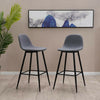 2 Pcs Grey Fabric Bar Stools Metal Legs Breakfast High Chairs Pub Kitchen Modern
