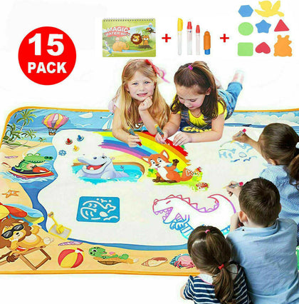 Large Children Magic Aqua Doodle Water Painting Drawing Mat Kids Board Toy + Pen