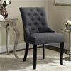 Dining Chair Set of 2/4 Kitchen Linen Upholstered Chairs Button Back Wood Legs