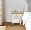 BEDSIDE TABLE CABINET WHITE STORAGE SHELF & DRAWER BEDROOM STORAGE CABINET