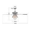 52" Ceiling Fan Light Living Room Crystal Chandelier Lamp with Remote Control