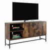 Industrial TV Stand Rustic Solid Wood Vintage Storage Unit Metal Media Cabinet