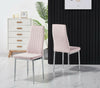 Set of 2 Modern Blue/Mustard/Pink/Grey Velvet Chrome Metal Legs Dining Chairs
