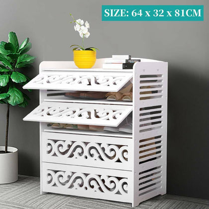 4 Tier Wooden Shoe Cabinet Storage Cupboard Footwear Stand Rack Unit Hallway