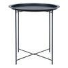 Folding Side Table Round Metal Tray Top Portable Coffee Night Stand