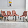 Set of 2 Blue Grey Velvet Dining Chairs Dinning Kitchen Room Metal Leg Padded