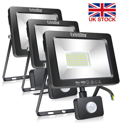 Outdoor LED Floodlight PIR Motion Sensor Garden Flood Security Lights Waterproof