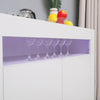 White Sideboard Storagey Matt Body&High Gloss Doors Cupboard Cabinet w/LED Lights