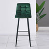 2X Green Velvet Bar Stools Breakfast Pub Chair With Footrest Modern 65 cm seat
