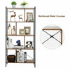 5-Tier Bookshelf Industrial Bookcase Display Metal Frame Storage Ladder Shelf