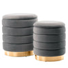 VELVET STORAGE OTTOMAN ROUND POUFFE FOOTREST VANITY DRESSING SEAT STOOL